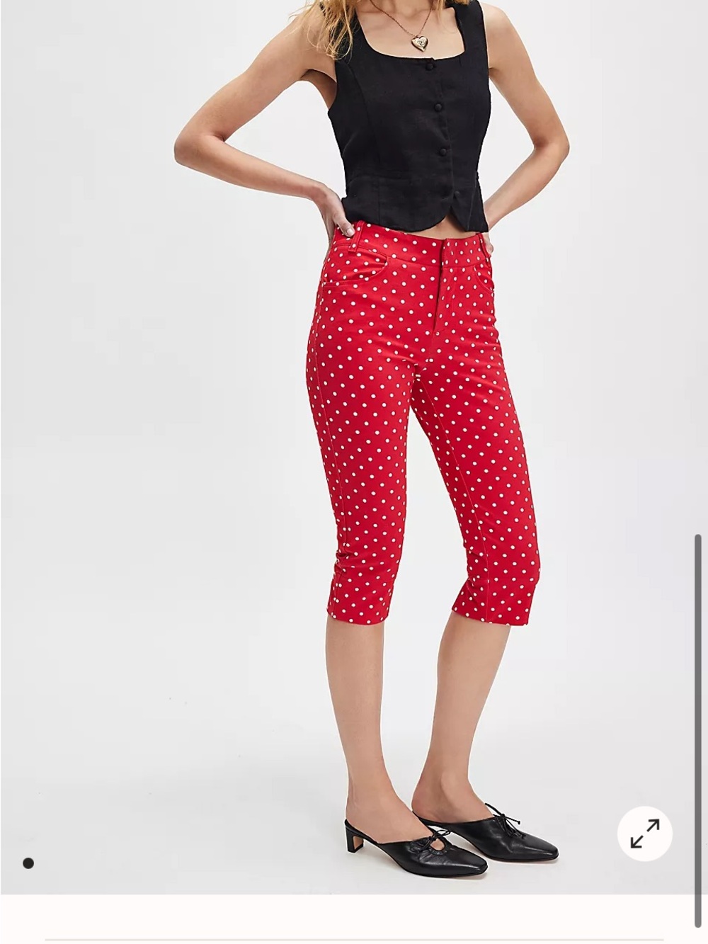 Free People Red Polka Dot Capris NWT